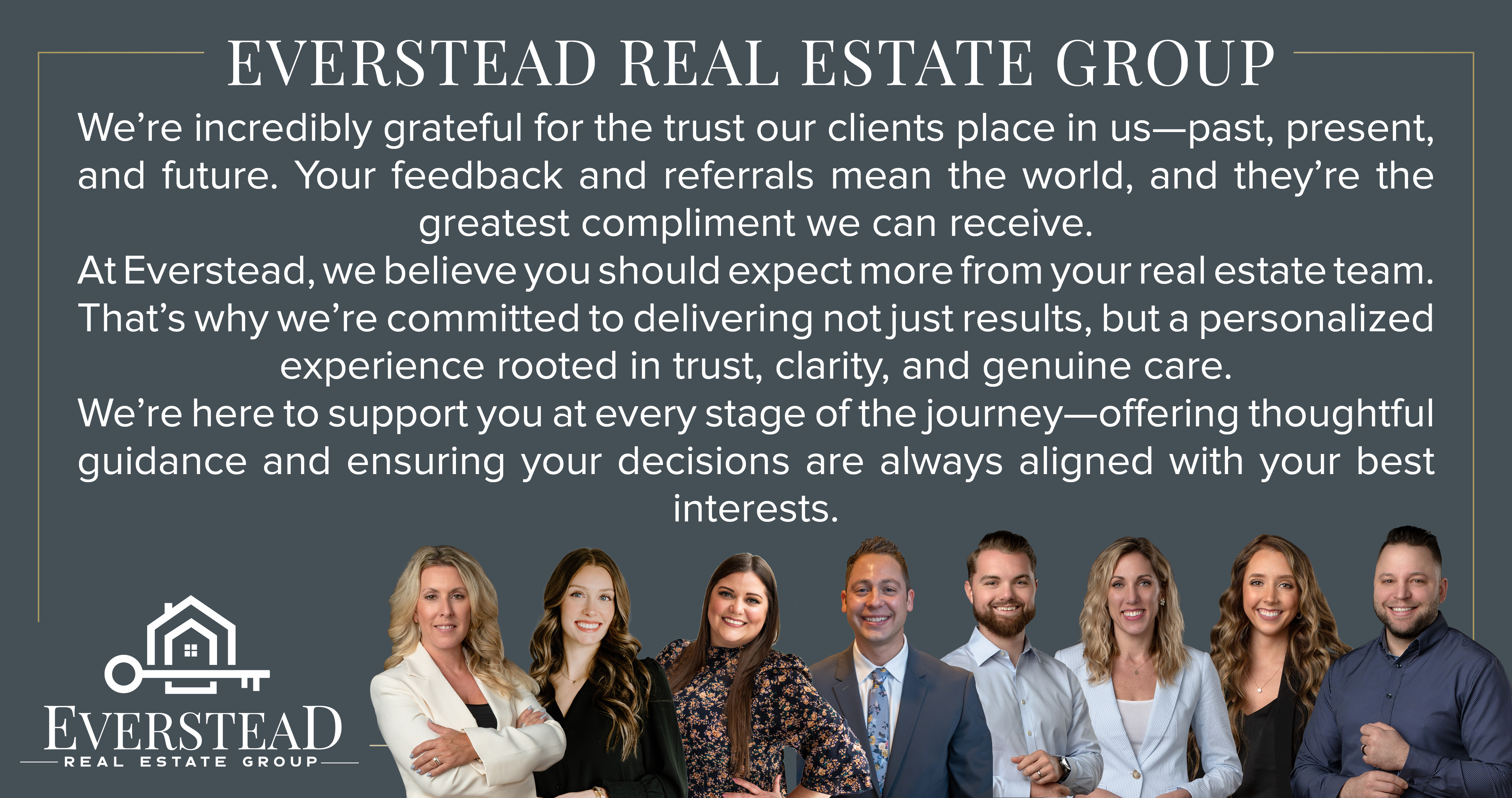 Everstead group photo talking about their clients